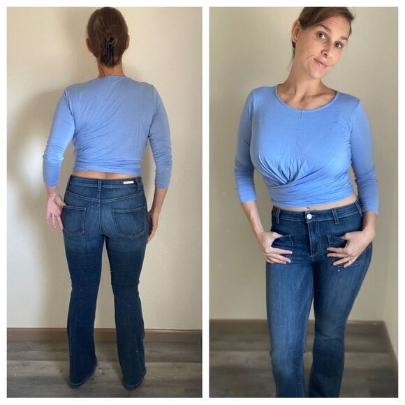 Anthropologie Pilcro Flare Jeans 28 Waist Dark Wash Flattering Bohemian - Picture 3 of 12